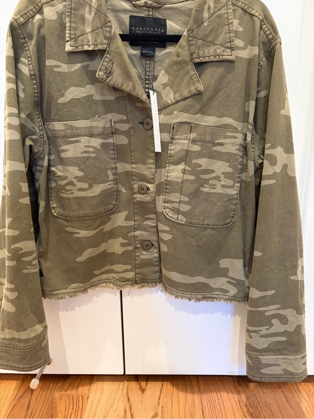 Anthropologie Olive Camo Cropped Utility Jacket